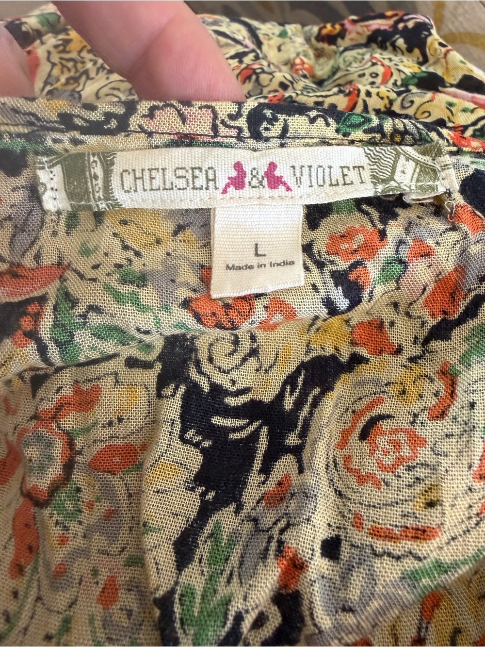 Chelsea & Violet Black Floral Wrap Maxi Dress with Cream and Orange Accents - Picture 10 of 10